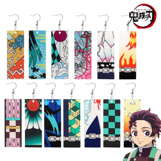 Anime Demon Slayer Acrylic Earrings Kimetsu No Yaiba Kamado Nezuko Tanjirou Drop Earrings Cosplay Props for Women Gift