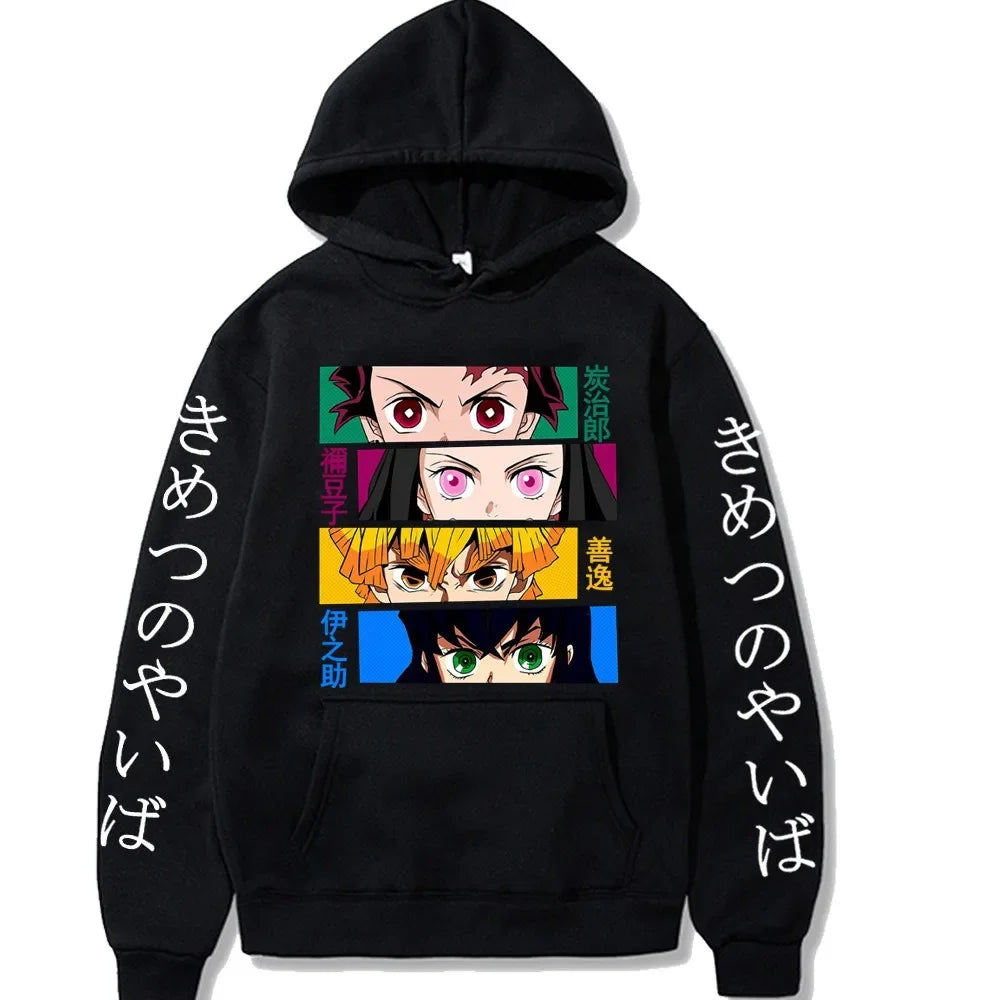 Harajuku Demon Slayer Plus Size Hoodie Kamado Nezuko Graphic Print Women Sweatshirts Long Sleeve Fashion Female Streetwear