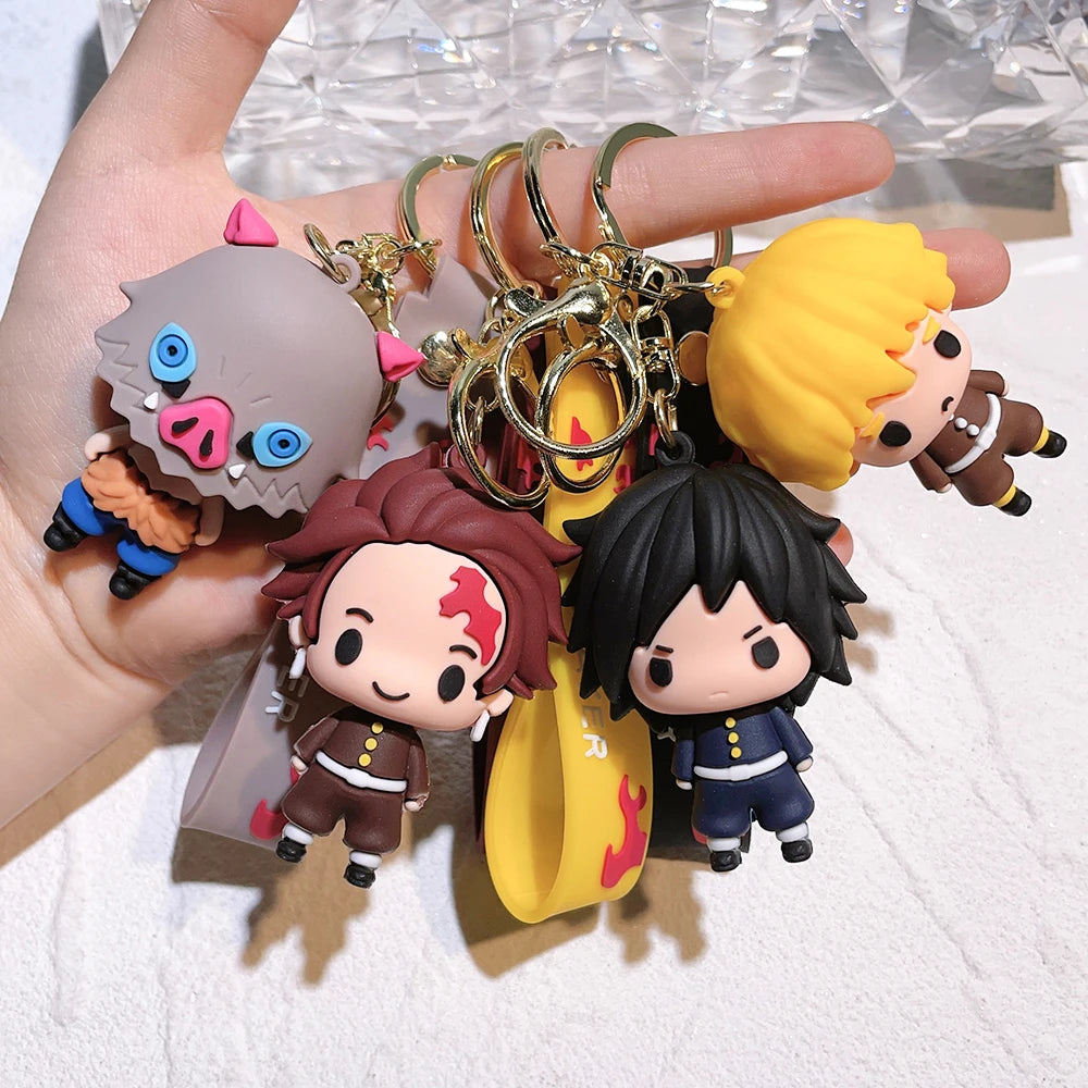 New Demon Slayer Kimetsu No Yaiba Blade of Ghost Keychain Cute Characters Bag Pendant Car Key Chain Ring Fans Gift Anime Jewelry