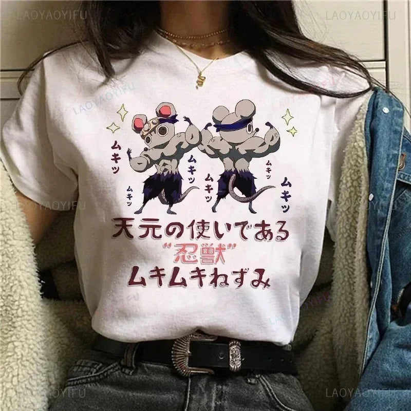 Demon Slayer Japanese Anime Manga Kanroji Mitsuri Graphic Funny Cartoon Harajuku Summer Short Sleeve simple Tops Tees