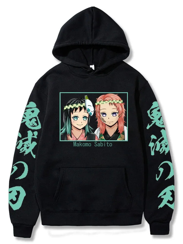 Harajuku Demon Slayer Plus Size Hoodie Kamado Nezuko Graphic Print Women Sweatshirts Long Sleeve Fashion Female Streetwear