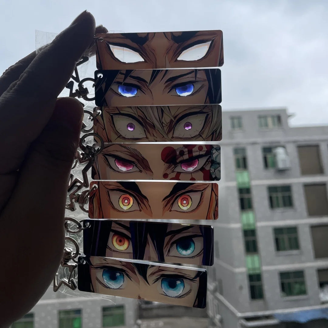 Demon Slayer Keychain Acrylic Rengoku Kyoujurou Shining Eyes Rectangular Double Sided Pattern Backpack Pendant Christmas Gift