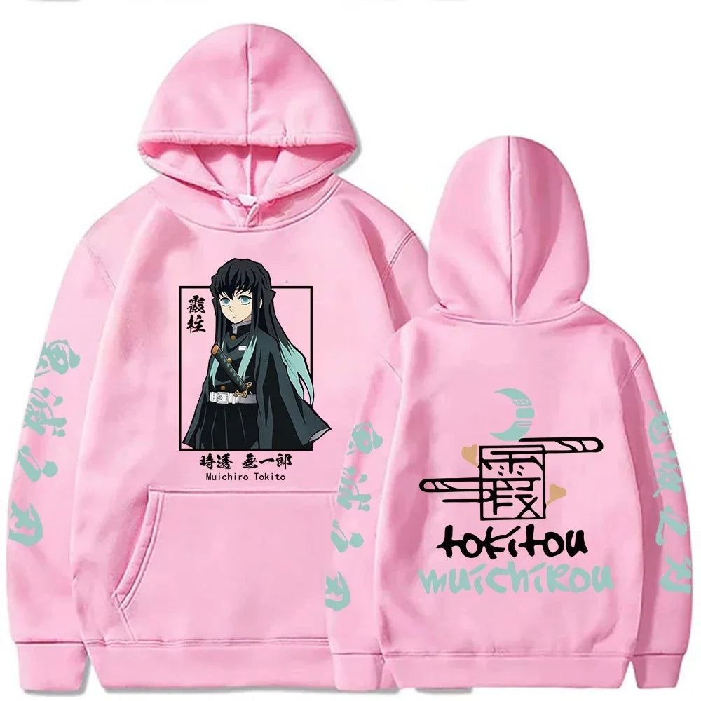 New Funny Japan Anime Demon Slayer Women Hoodies Plus Size Sweatshirt Harajuku Muichiro Tokito Printed Hooded Girl Pullover