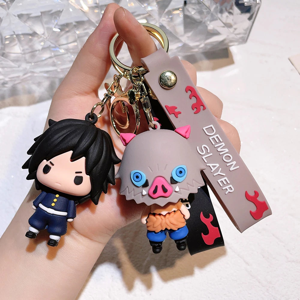 New Demon Slayer Kimetsu No Yaiba Blade of Ghost Keychain Cute Characters Bag Pendant Car Key Chain Ring Fans Gift Anime Jewelry