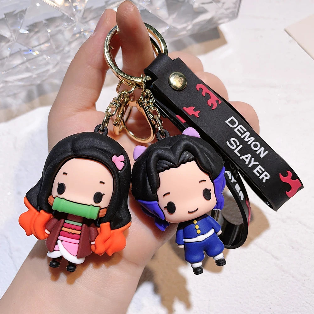 New Demon Slayer Kimetsu No Yaiba Blade of Ghost Keychain Cute Characters Bag Pendant Car Key Chain Ring Fans Gift Anime Jewelry