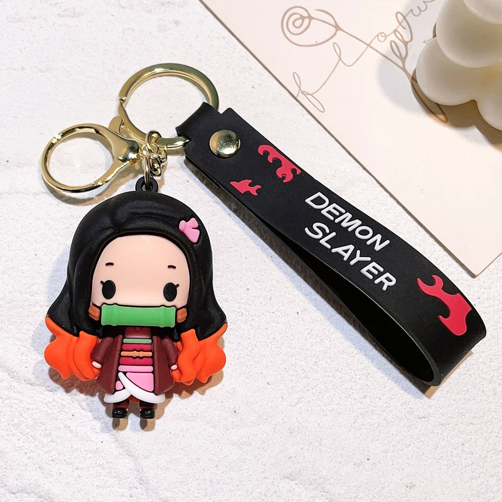 New Demon Slayer Kimetsu No Yaiba Blade of Ghost Keychain Cute Characters Bag Pendant Car Key Chain Ring Fans Gift Anime Jewelry